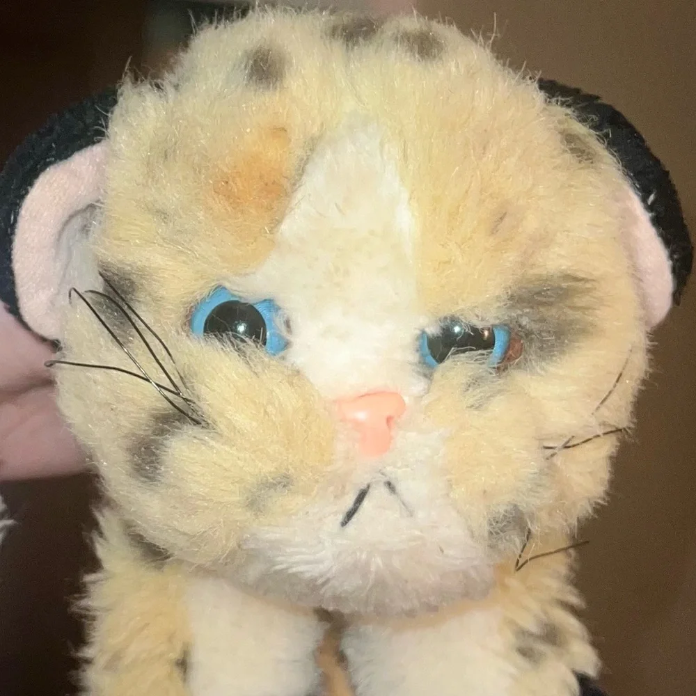 Vintage Tyco 1993 Kitty Kitty Jungle Kittens Plush Tan Leopard Spot Cat-No Bow